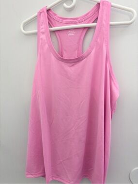 Athletic Summertime Workout Dri Works Pink Racerback Tank Top XL 44x26 100% Poly